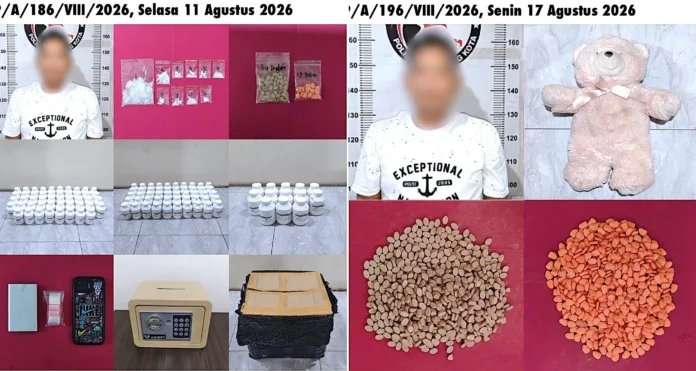 Polisi mengamankan 1.461 butir ekstasi, 111 ribu pil berlogo LL, serta sabu seberat 45,26 gram